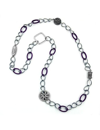 necklace purple-silver beads 100cm