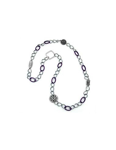 necklace purple-silver beads 100cm
