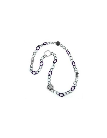 necklace purple-silver beads 100cm
