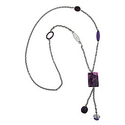 necklace rectangle lilac-white marbled 90cm