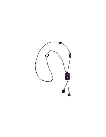 necklace rectangle lilac-white marbled 90cm