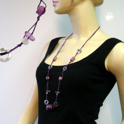 necklace purple beads 90cm