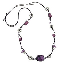 necklace purple beads 90cm