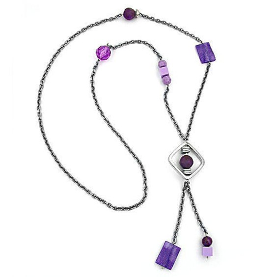 necklace lilac transparent 90cm