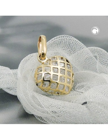 pendant 11x12mm heart filled with small zirconias 9k gold