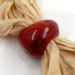 scarf bead red marbled 25x33mm