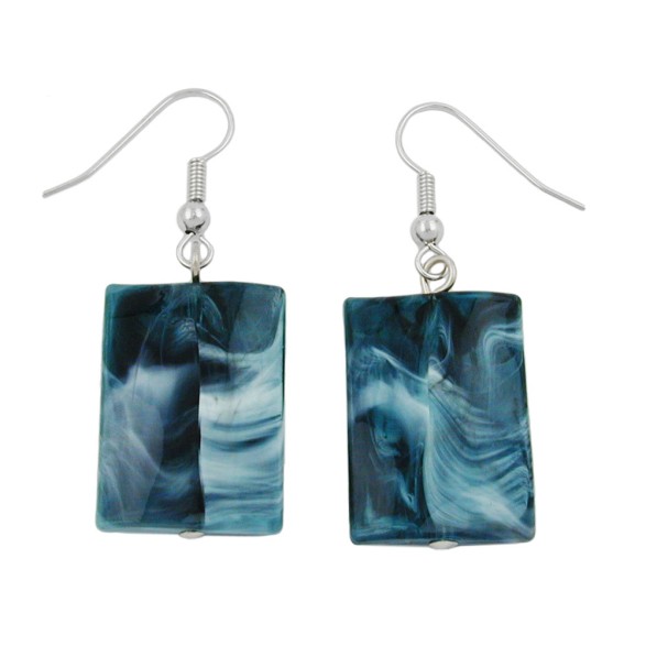 hook earrings pillow bead dark blue black