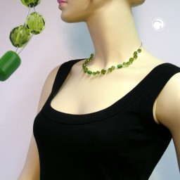 necklace glass beads green 43cm