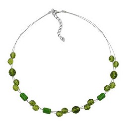 necklace glass beads green 43cm