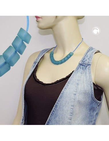 necklace slanted beads turquoise cord turquoise