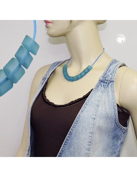 necklace slanted beads turquoise cord turquoise