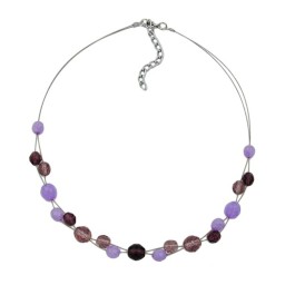 necklace glass beads purple 43cm