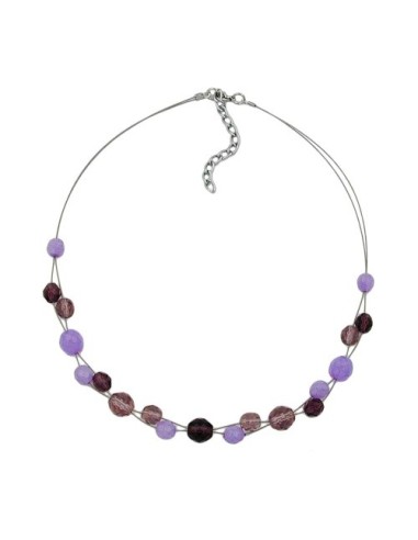 necklace glass beads purple 43cm