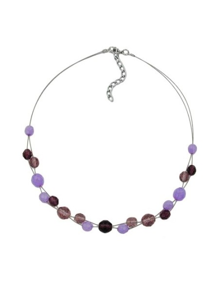 necklace glass beads purple 43cm