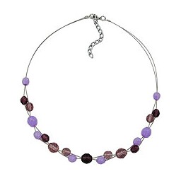 necklace glass beads purple 43cm