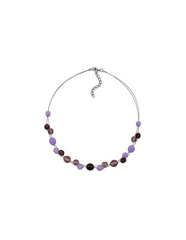 necklace glass beads purple 43cm