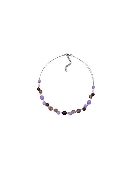 necklace glass beads purple 43cm