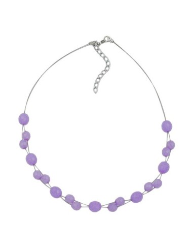 necklace glass beads purple 43cm
