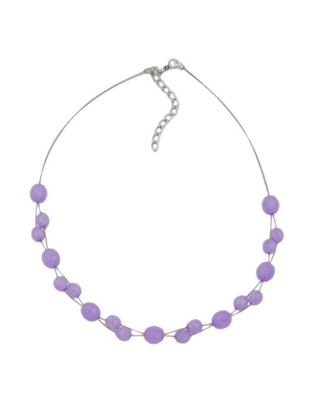 necklace glass beads purple 43cm