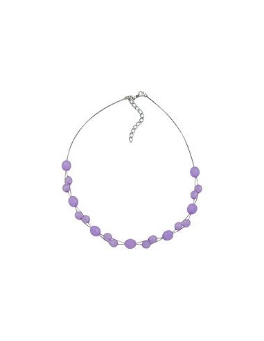 necklace glass beads purple 43cm