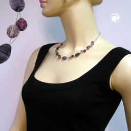 necklace glass beads purple 45cm