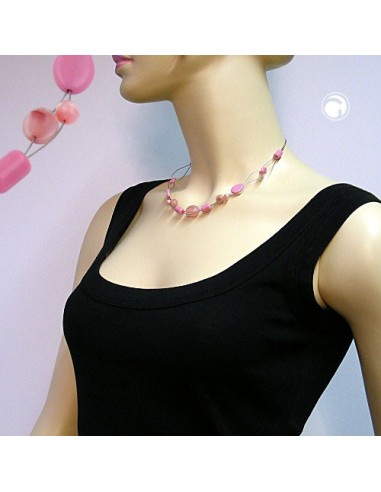 necklace glass beads pink