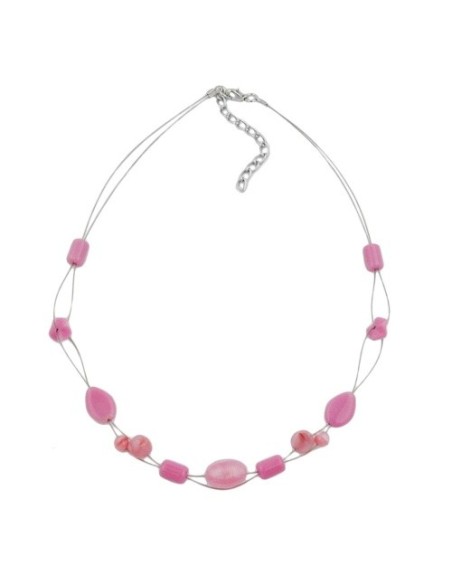 necklace glass beads pink