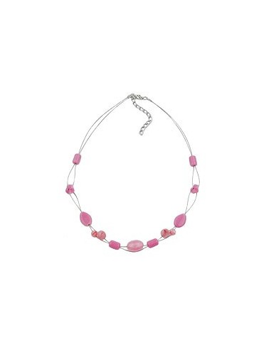 necklace glass beads pink