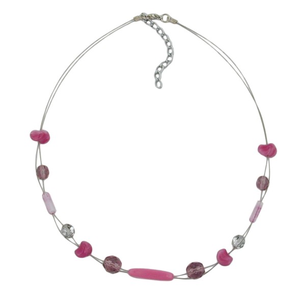 necklace glass beads purple 45cm