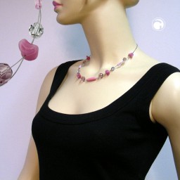 necklace glass beads purple 45cm