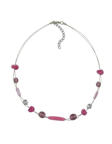 necklace glass beads purple 45cm