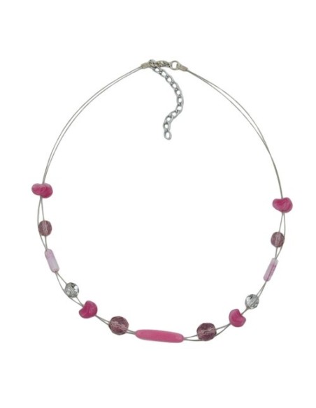 necklace glass beads purple 45cm