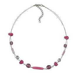 necklace glass beads purple 45cm