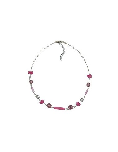 necklace glass beads purple 45cm