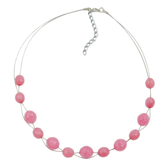 necklace glass beads pink 45cm