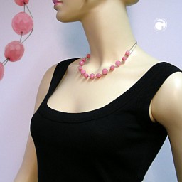 necklace glass beads pink 45cm