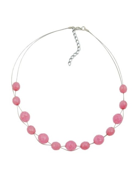 necklace glass beads pink 45cm