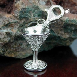 pendant 15x11mm charm chalice with cubic zirconias rhodium plated shiny 925