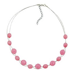 necklace glass beads pink 45cm