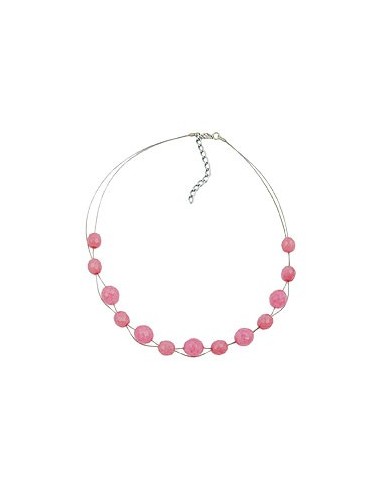 necklace glass beads pink 45cm
