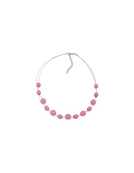 necklace glass beads pink 45cm