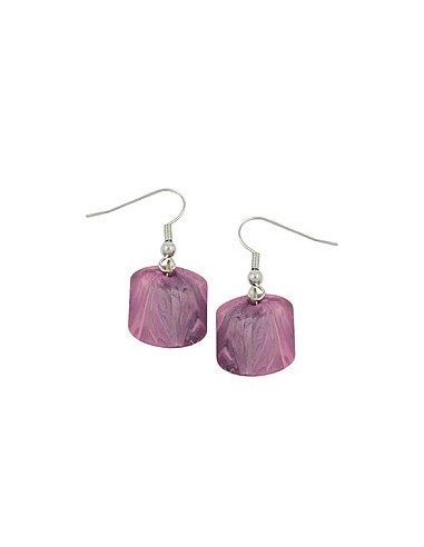 hook earrings slanted bead pink marbled