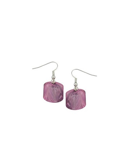 hook earrings slanted bead pink marbled