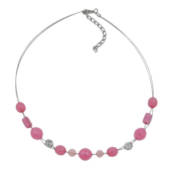 necklace glass beads pink 45cm