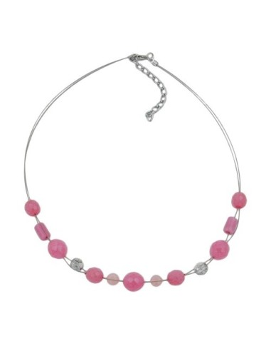 necklace glass beads pink 45cm
