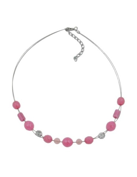 necklace glass beads pink 45cm