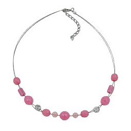 necklace glass beads pink 45cm