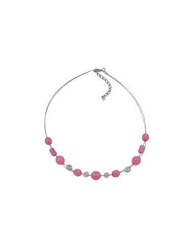 necklace glass beads pink 45cm