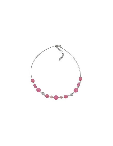 necklace glass beads pink 45cm