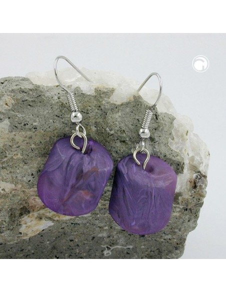 hook earrings slanted bead purple